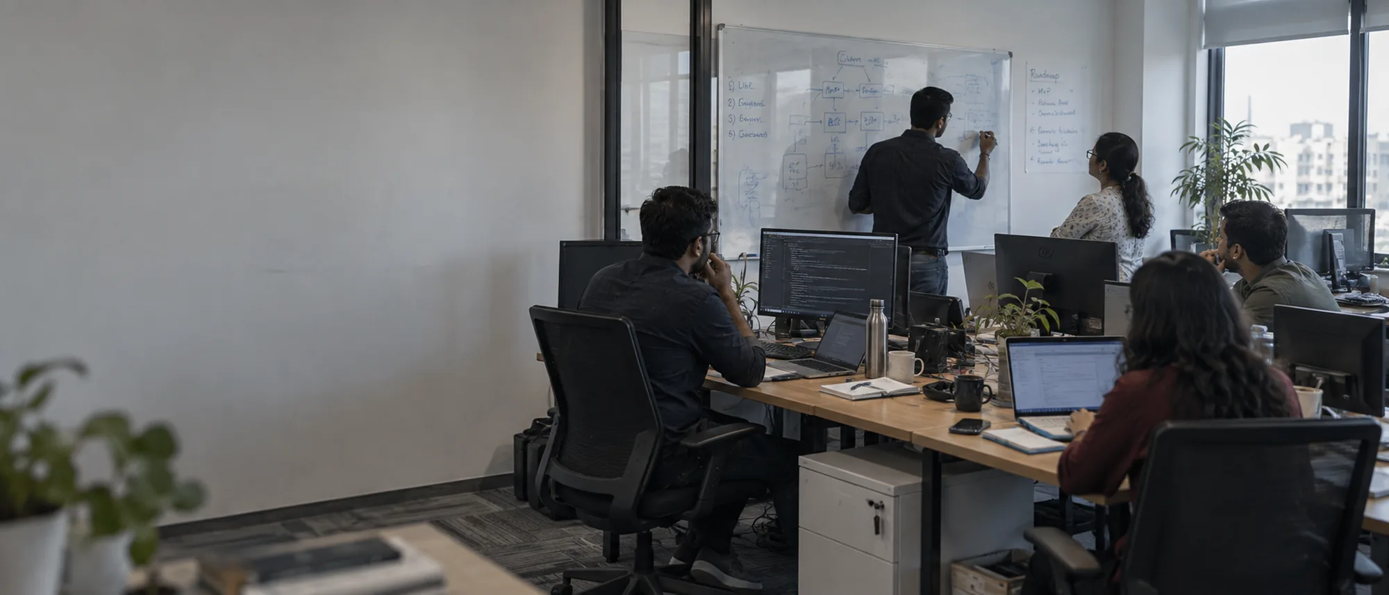 Engineering team at work during a delivery review